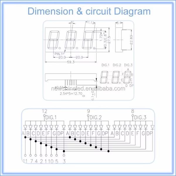 0.8 Inch 3 digit LED Seven Segment Display
