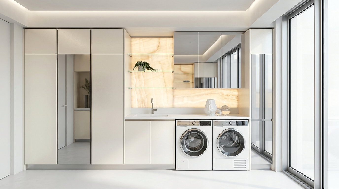Luminous Pearl Laundry System with Mirror-Reflective in 304 Stainless Steel