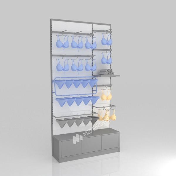 Mom & Baby Store Showcase Grey Lingerie Back Cabinet With Iron Bars For Retail Shop Design And Branding Display Stand