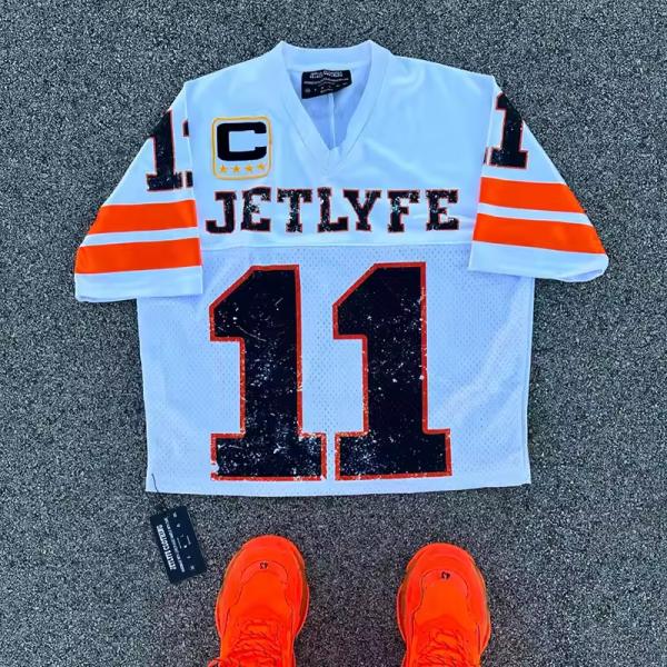 Custom Jersey Print Logo Streetwear Oversized Cropped Tee Top Football Practice Mesh T-Shirt For Men