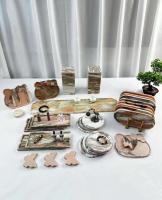 Italy Bvlgari Pink Marble Tray Handcrafted Polished Flat Marble Tray