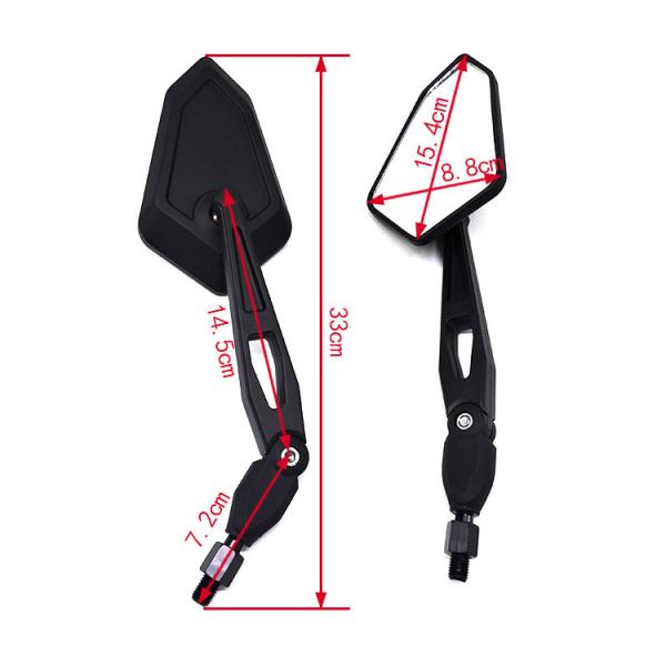 Convex Black Vintage Flexible Motorcycle Side Mirror with and Plastic Shell Nylon Rod