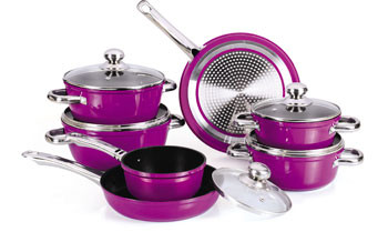 Пурпурный выкованный Нонстик набор лотка, набор Коокваре индукции 10пкс