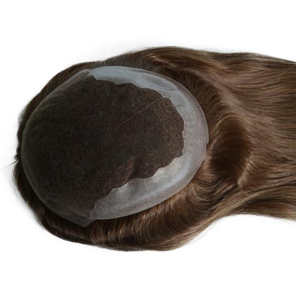 20 Inch Light Brown Highlights Human Remy Hair Toppers Brazilian Hair Toupee Lace PU Base