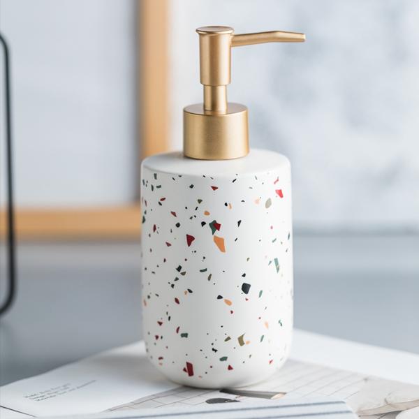 Luxury Ceramic Bathroom Set Soap Bottle For Shampoo Liquid Lotion