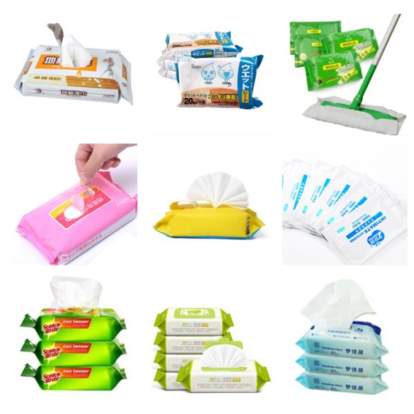 7.5 KW Автоматические мокрые салфетки для пола Сборка упаковочной машины с сервоуправлением