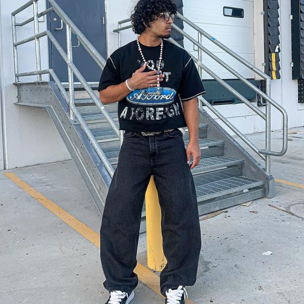 Custom Ripped Screen Print Logo Boxy Cropped Cut and Sew Reverse Embroidered Distress Tshirt Retro Tshirt t Shirts for Men