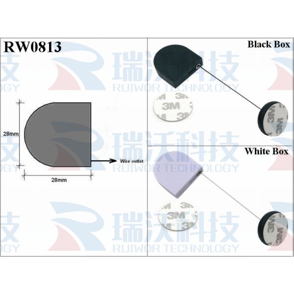 RW0813 D-Shaped Small Retractable Tether Plus Dia 30MMx5.5MM Circular Adhesive ABS Block As Security Equipment