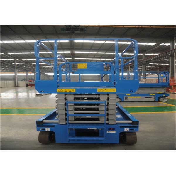 14 M Hydraulic Scissor Lift Battery Powered With Four Wheels Solid Tires
