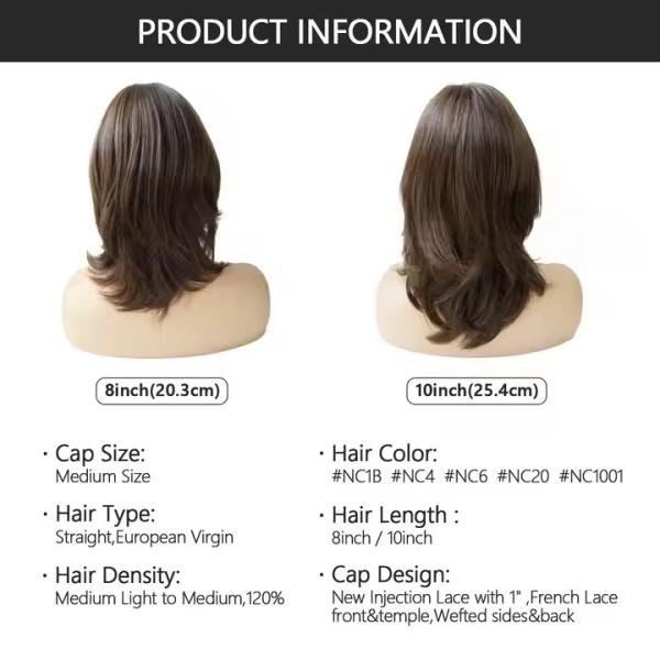 Jewish Wigs Brown Injection Silk Top Kosher Lace Front Jewish Wigs New Glueless Silk Top Human Hair short European Hair Jewish Wig