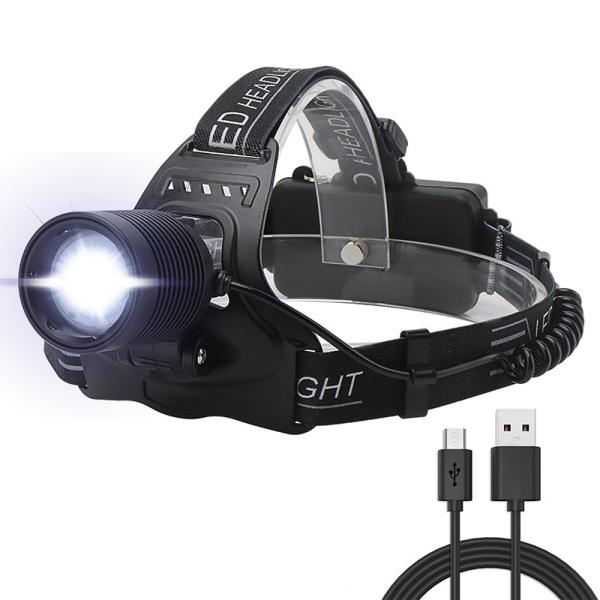 Adjustable 18650 Lithium 100m USB Rechargeable Headlamp