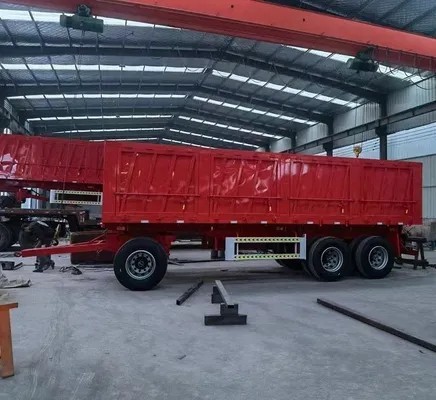 500mm Q345 Carbon Steel Draw Bar Side Wall Full Trailer for 40-100 Tons Load Capacity