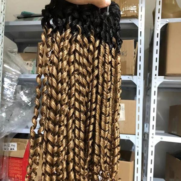 Destaque Double Weft Pixie Curls Human Hair Bundles Extensões 10 Inches-26 Inches