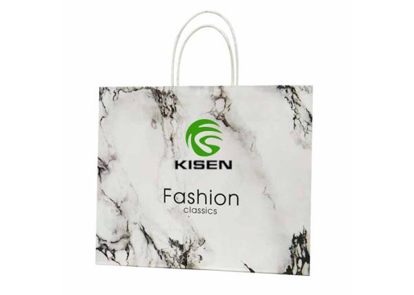 White Bulk Marble Paper Handle Shopping Bags For Gift Promotion Customized Size