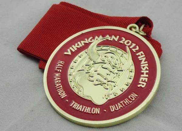 Half Marathon Ribbon Medals Gold Plating For Bowling Game