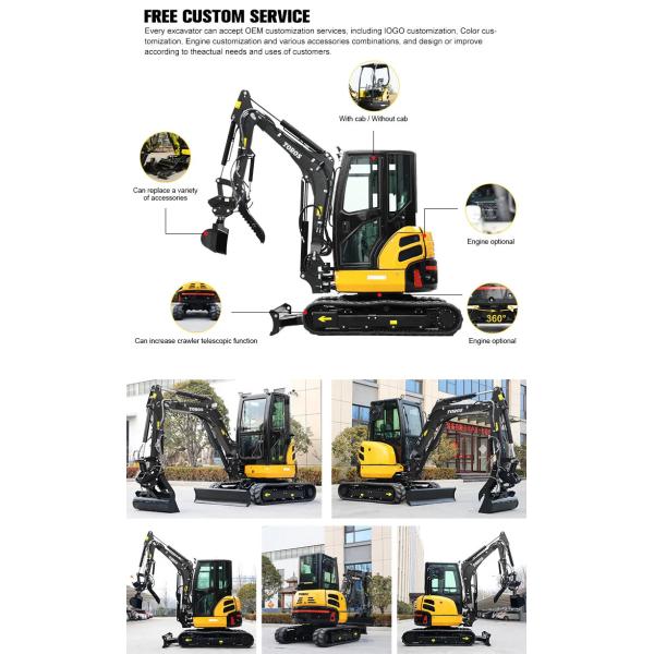 Toros 3,5 тонны мини экскаватор с двигателем Kubota Micro Digger Mult Functions bagger