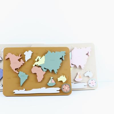 Mapa do Mundo Continentes e Oceanos Silicone Puzzle Bebê Presente Montessori Educativo