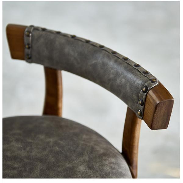 Nordic Leather Rustic Wood Bar Stools Counter Height Classic Leather Pu