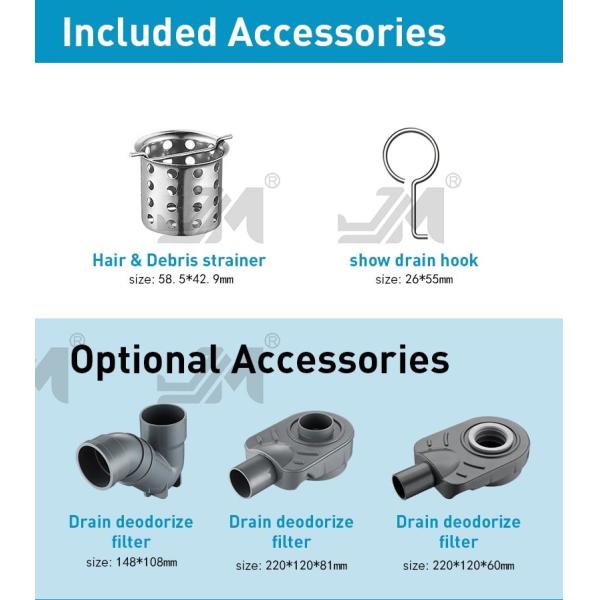 Stainless Steel 304 Shower Floor Drain Square Shape With Satin Polished Finish