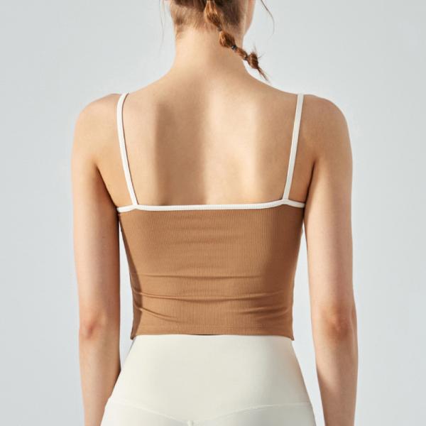 Контрастные женщины из полиэстера с верхней частью для фитнеса на подтяжках из летней одежды с подушками