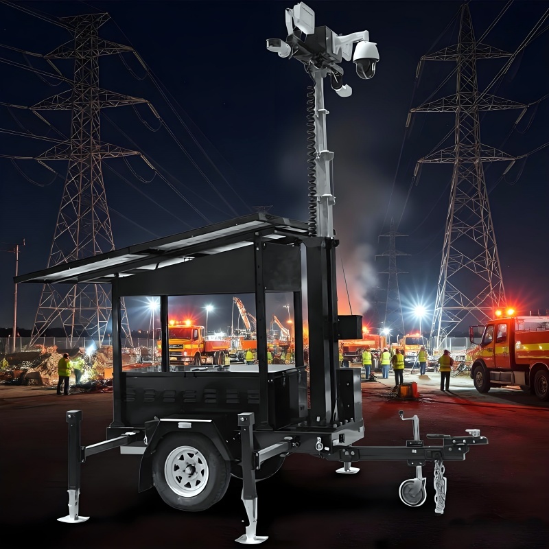 Surveillance Light Tower With AI Detection Solar Generator Energy Backup Power Storage Mobile LED Light Tower