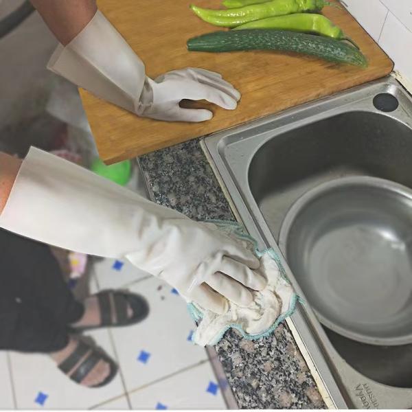 Durable White Nitrile Glove 13 Mil 320CM Kitchen Gloves For Washing Dishes