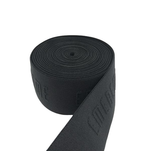 Custom embossed and debossed logo nylon spandex soft jacquard elastic webbing band strap trimming for underwear
