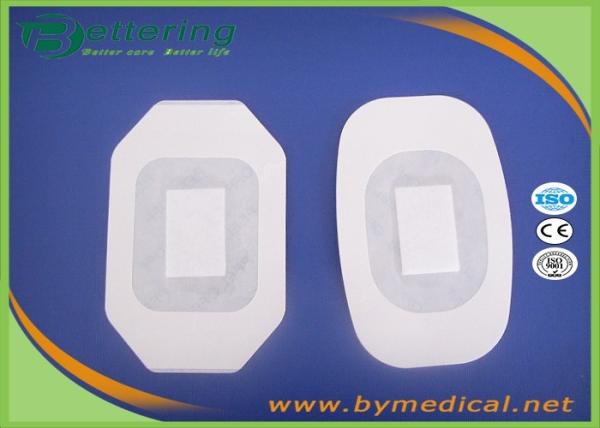 B0607 Medical permeamble sterile transparent breathable waterproof PU film IV wound dressing with absorbent pad