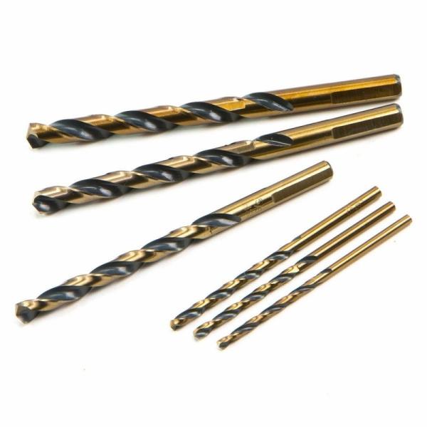 29PC High Speed Steel Drill Bits (1/16–1/2 in) – Black & Gold, Three Flat Shank, Indexed Storage