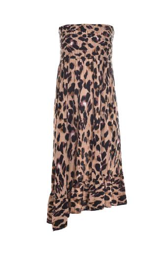 Sexy Leopard Boob Tube Top Custom Women's Dresses In Viscose Material