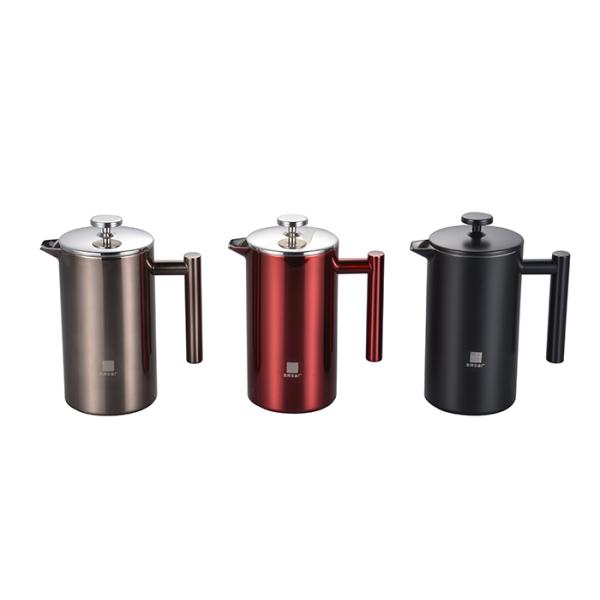 O potenciômetro do café da imprensa de Matte Black Stainless Steel French de 8 copos isolou a imprensa 27oz/34oz do café