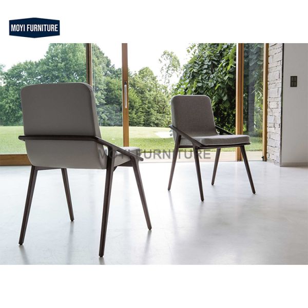 Modern High-Back Dining Chair for Home ASH Wood Metal Solid Wood Furniture Stable for Hotel Restaurant Living Room Apartment
