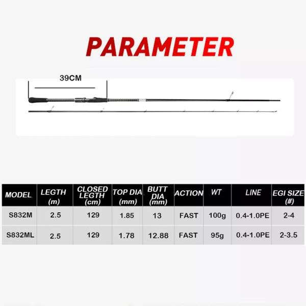 Techium TCM Eging Rod 2.5M M ML Powe Spinning Fishing Rod Octoups Rod