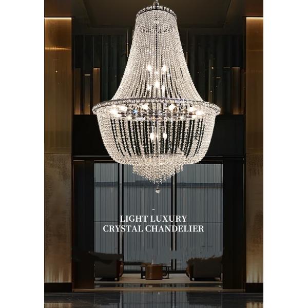 JYLIGHTING Lustre en cristal européen Éclairage décoratif pour mariage Hôtel Salon Escalier américain Suspension lumineuse Luxe
