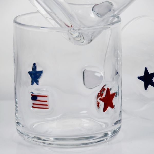 Hand Blown Patriotic Design Icon Glass with 400ml Capacity - Clear Tumbler for Whiskey and Cocktails