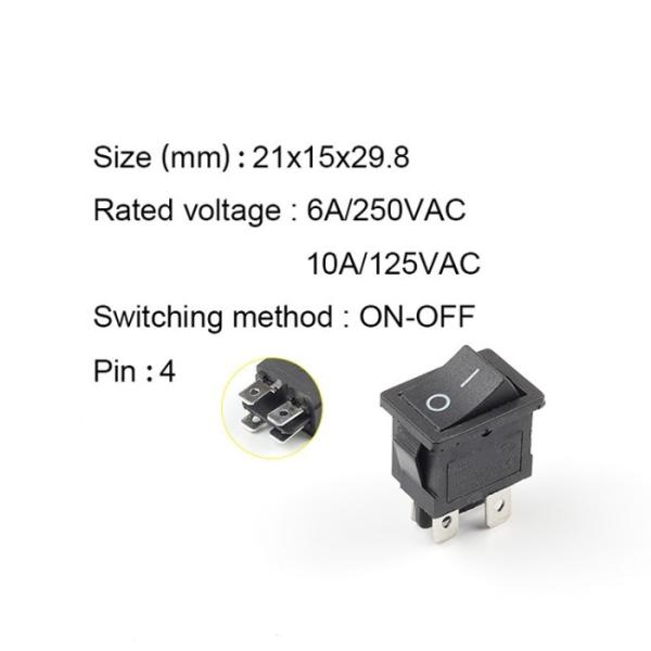 5 PCS / LOT KCD1 4 Pin 21*15mm On Off Boat Car Rocker Switch 6A 250V AC 10A/125V AC