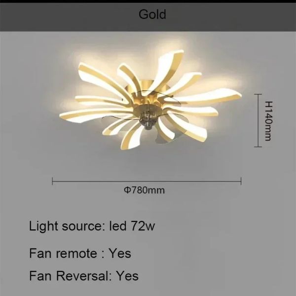 Remote Control Living Dining Table Room Bedrooms Fan Lighting Fixtures Petals led Ceiling fan light(WH-CLL-57)