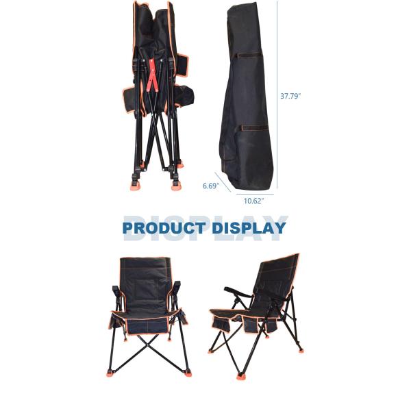 Heated Outdoor Folding Camping Chair Black Steel Pipe 23''x33''x39''