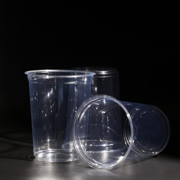 32oz Copo PET de plástico de qualidade alimentar com cúpula / tampa plana Copas de café frio descartáveis