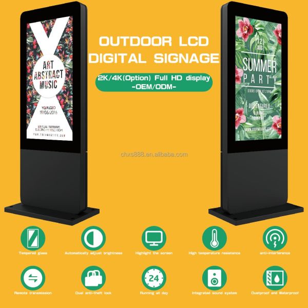 CH 55inch 4K Video Digital LCD Displays Waterproof Outdoor Kiosk with Window Facing Solar Advertising Billboard for Elevator Use