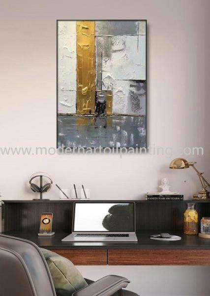 Abstract Golden 3D Art Paintings Canvas Decorative For Office Decoration