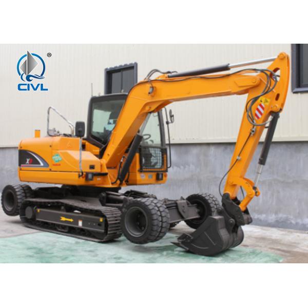 Yellow Colour Wheel Crawler Excavator Backhoe 0.3m3 Bucket Capacity 2200rpm