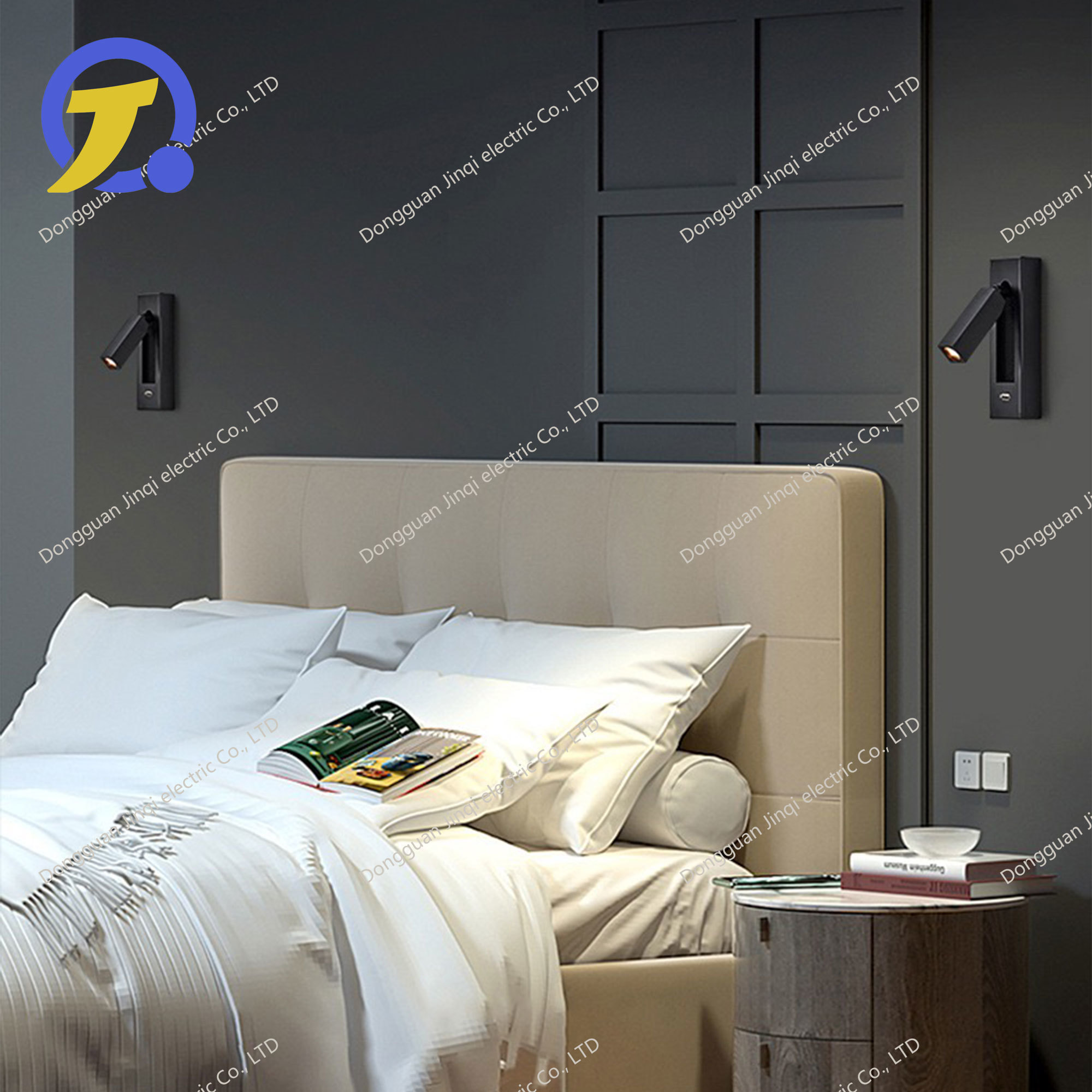 LED wall lamp with USB function and 3000K color temperature - American-style reading lamp for bedroom