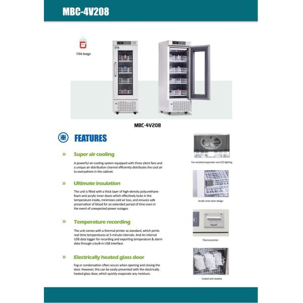 4 градусов эффективный банк крови холодильник шкаф с стеклянной дверью нагрева