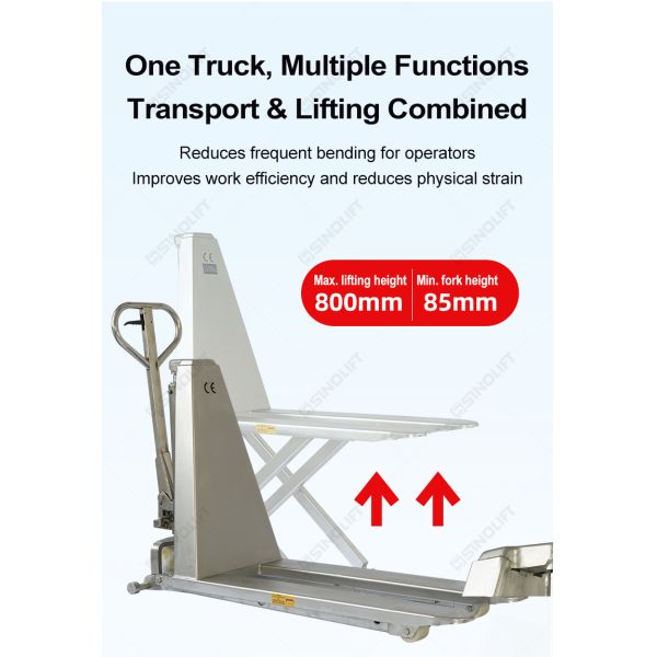Sinolift HLT15S-I 304 Stainless Steel High Lift Pallet Truck for Warehouses, Logistics & Medical Facilities