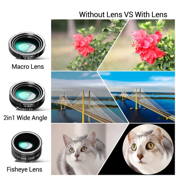 4 In 1 Phone Camera Lens OEM Phone Lens Kit With 28X Telephoto 0.6X Wide Angle and 20X Macro