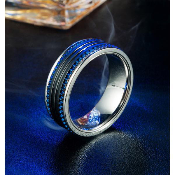 Anillos de hombre de acero inoxidable con chapa negra y azul 6 mm 7 mm 8 mm 9 mm ancho del anillo