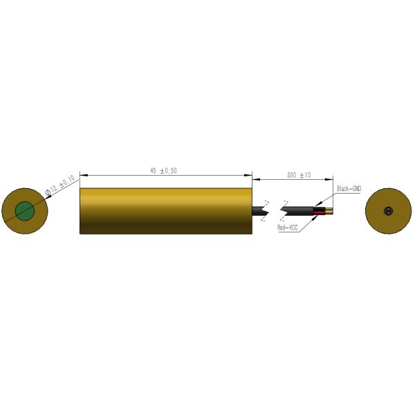 APC Power Type 1.8-2.3V 50mW Green Laser Module with PCB Inside Wavelength 545nm