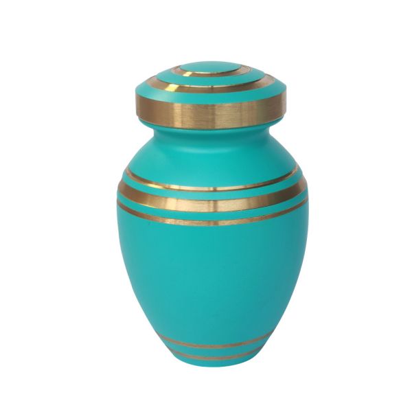 Turquoise Pet Urn Metal Keepsake Urn for Pet Memorial Shops
