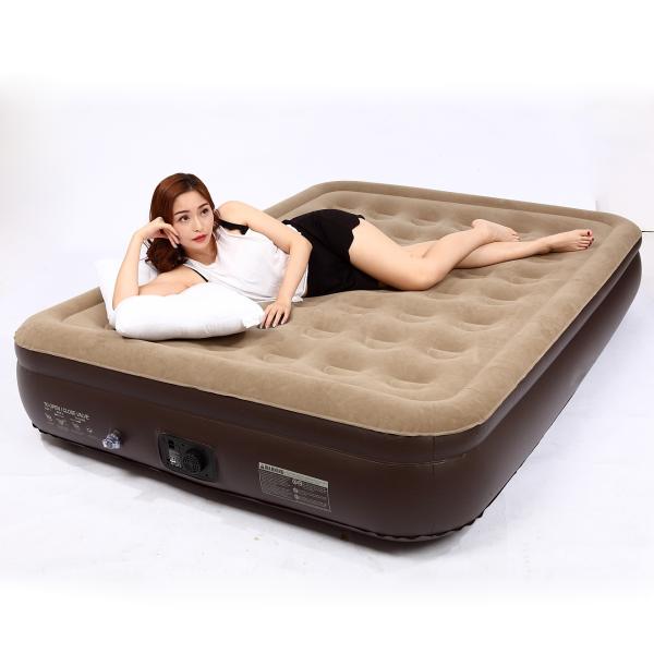 Venda quente Blow Up Air Bed Soft Plush Flocking Mattress Durável Automático Elétrico Inflação colchão de ar